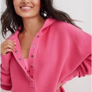 Aerie textured Henley hoodie